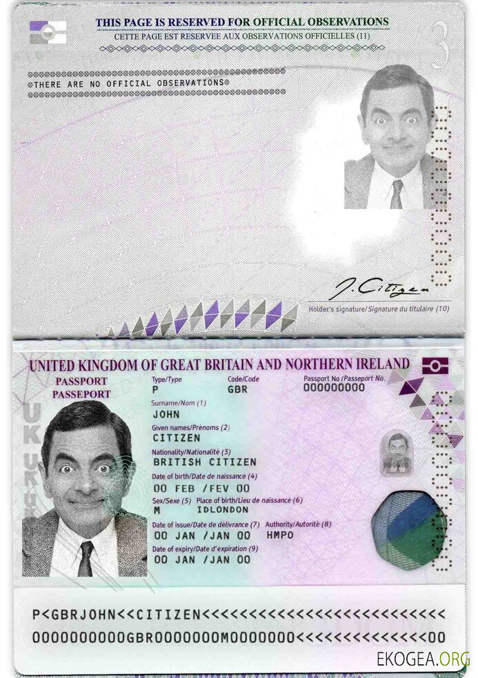 Modèle de passeport du Royaume Uni au format PSD (2020 – présent)